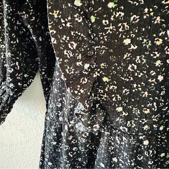 Zara Regencycore Floral Print Puffy Sleeve Black Dress Size Large - Picture 8 of 11